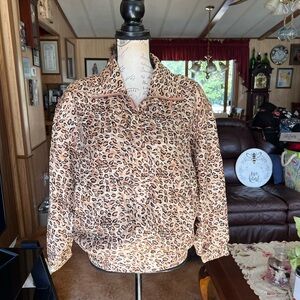 Vintage Fuda International 100% Silk Bomber Jacket Leopard/Cheetah Print Small.